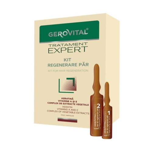 Kit regenerare par Gerovital Tratament Expert, 10 fiole x 10 ml + 10 fiole x 5 ml, Farmec