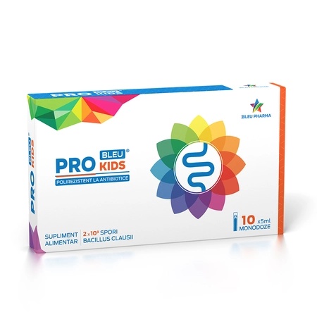 Pro Kids Bleu - Probiotic pentru copii , 10 fiole x 5 ml, Bleu Pharma