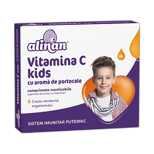 Alinan Vitamina C cu aroma de portocale pentru copii, 20 comprimate masticabile, Fiterman Pharma
