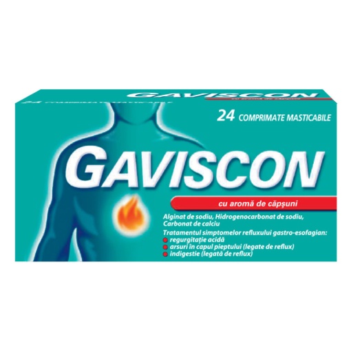 Gaviscon capsuni, 24 comprimate masticabile, Reckitt Benckiser