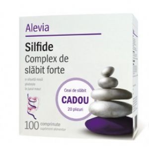 Alevia Pachet Silfide Complex de slabit forte 100 comprimate + Ceai de slabit 20 plicuri Cadou