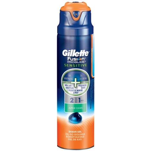 Gel de ras 2 in 1 Gillette Fusion Proglide Sensitive, 170ml