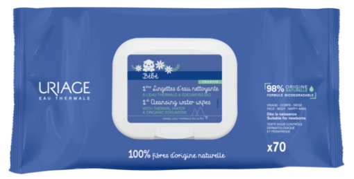 Servetele de curatare cu apa termala ,1er Bebe, 70 buc, Uriage