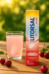 Litorsal electroliti cu aroma de cirese, 24 comprimate efervescente, Zdrovit - Img 2
