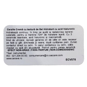Gel-crema cu acid hialuronic pentru hidratarea tenului HA Water Gel, 48 ml, CeraVe - Img 4