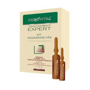 Kit regenerare par Gerovital Tratament Expert, 10 fiole x 10 ml + 10 fiole x 5 ml, Farmec