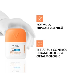 Fluid hidratant colorat cu protectie solara SPF 50 Nuanta Light Capital Soleil UV Aqua, 50 ml, Vichy - Img 4