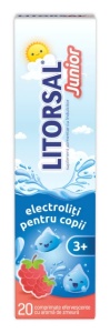 Litorsal Electroliti cu aroma de zmeura pentru copii 3+ ani, 20 comprimate efervescente, Zdorvit