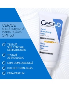 Crema hidratanta pentru ten normal-uscat cu SPF 50, 52 ml, CeraVe - Img 2