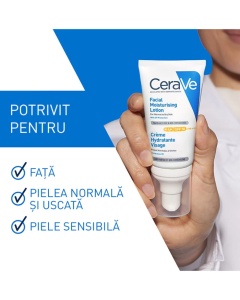 Crema hidratanta de fata cu protectie solara SPF 30 pentru ten normal si uscat, 52 ml, CeraVe - Img 3