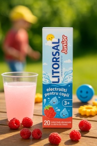 Litorsal Electroliti cu aroma de zmeura pentru copii 3+ ani, 20 comprimate efervescente, Zdorvit - Img 2
