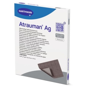 Pansament Pansament Cu Unguent Neutru Si Argint Atrauman Ag, 10 x 10 cm, 10 bucati, Hartmann