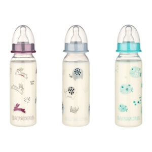 Biberon PP cu gât standard, 0-24 luni, fara BPA, tetina M, rotunda, flux mediu, 240ml, Babynova - Img 2