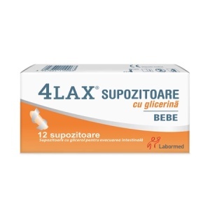 Supozitoare cu glicerina pentru bebelusi 4Lax, 750 mg, 12 supozitoare, Labormed - Img 1