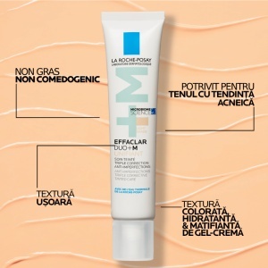 Gel-crema anti-imperfectiuni cu pigment de culoare, Nuanta Light, Effaclar Duo+M, 40 ml, La Roche-Posay - Img 2
