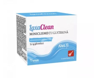 LaxaClean - Miniclisme cu glicerina pentru adulti, 6 microclisme, Viva Pharma