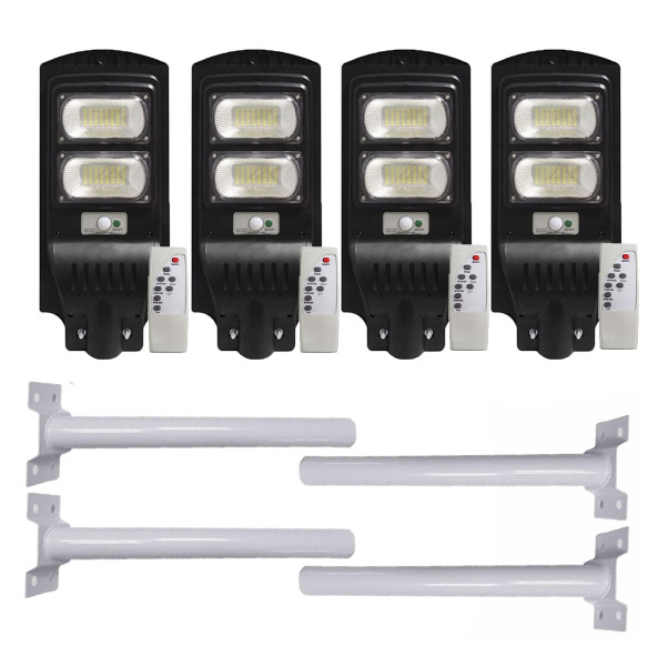 Set X Lampa Solara Led W Cu Incarcare Solara Panou Fotovoltaic Telecomanda Si Suport