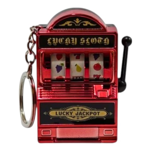 Breloc Lucky Slot Machine, Roz, interactiv, maneta functionala, 6 cm x 4 cm