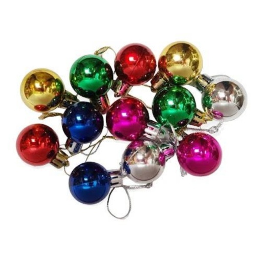 Set 12 globuri multicolore, decoratiune pentru pomul de Craciun, diametru 2.5 cm - Img 1