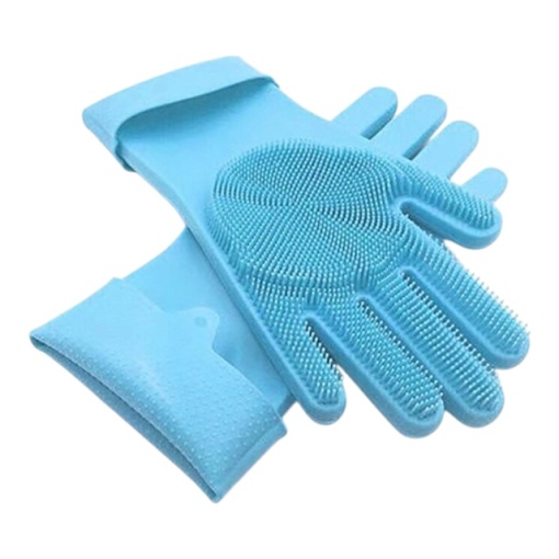 Set manusi pentru bucatarie din silicon cu perii,albastru