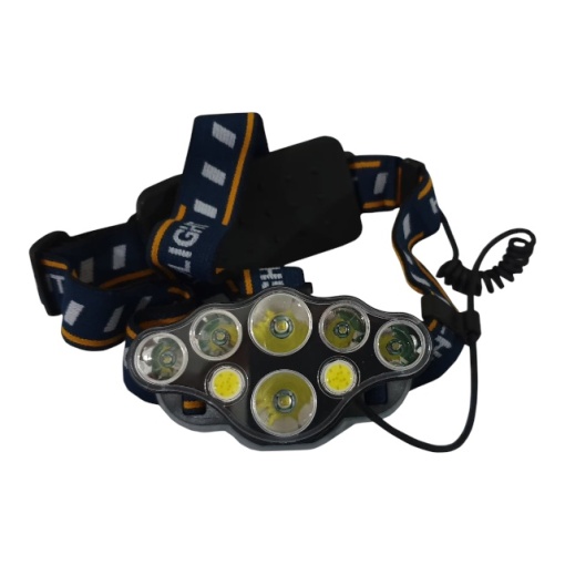 Lanterna de cap cu 8 LED-uri T6+COB+XPE , 2 Acumulatori 3.7 V , 8 moduri de iluminat , banda flexibila