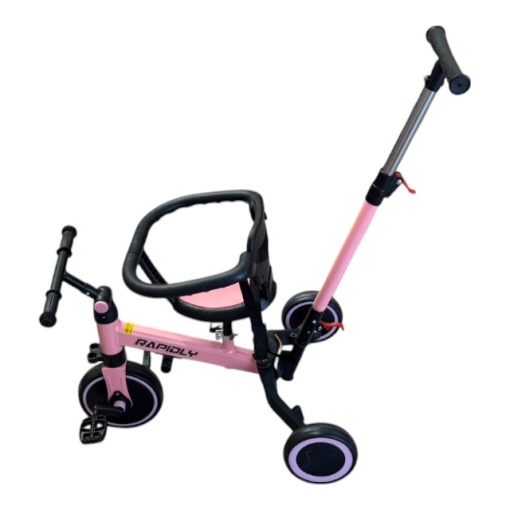 Bicicletă de echilibru pentru copii - bicicletă 5 în 1 cu mâner pentru părinți,Roz