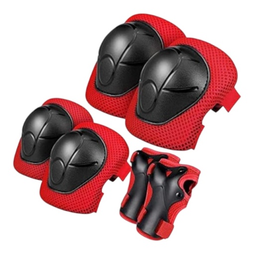 Set protectie Negru cu Rosu , genunchiere , cotiere