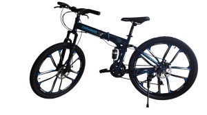 Bicicletă Caraiman 26ZD, pliabilă, roți 26 inch, cu dublă suspensie, frâne pe disc, albastru