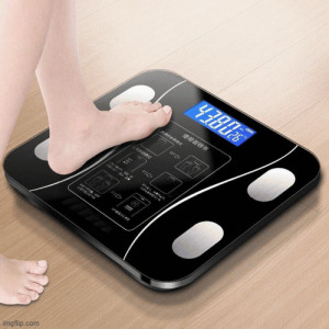 Cantar corporal cu ecran digital Iluminat, aplicatie smart, compatibil android/Ios, conectare bluetooth, termometru, 180 Kg Max