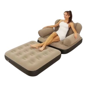Fotoliu-sezlong gonflabil, 2 in 1, PVC, 100x98x90 cm, maro - Img 3