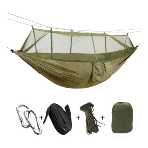 Hamac de gradina pentru camping, 2 persoane, Plasa de tantari, Rezistent, Portabil, 260*200*130cm - Img 1
