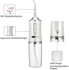 Irigator Oral Profesional pentru Dus Bucal, cu 4 Capete, Curatare Anti-Tartru, 220 ml, Alb - Img 5