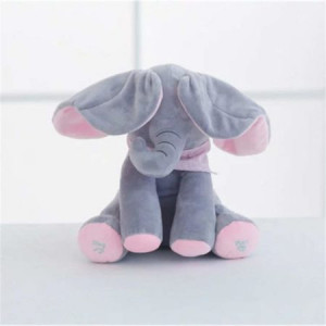 Jucarie interactiva plus Elefant, canta, vorbeste si flutura urechile Peek a Boo - Img 4