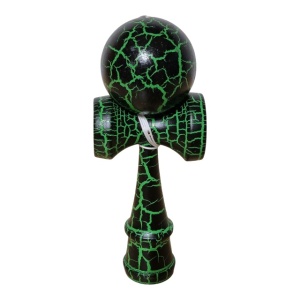 Kendama profesionala din lemn , model clasic cu design crapat culoare Verde/Negru - Img 3