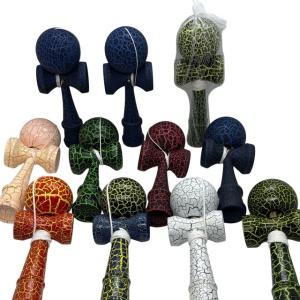 Kendama profesionala din lemn , model clasic cu design crapat culoare Verde/Negru - Img 4