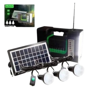 Kit solar GD-Lite 10, dotat cu dispozitiv USB cu 3 becuri LED + acumulator de mare capacitate + Radio, negru - Img 2