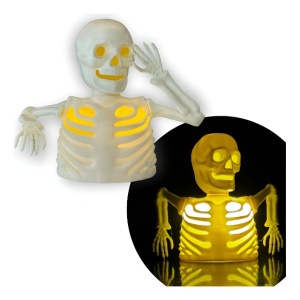 Lumânare cu LED-uri, jumătate de schelet, craniu, dovleac, decorațiune de Halloween, ALB
