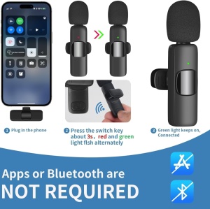Microfon wireless K9 pentru telefoane mobile de tip C și iPhone, microfon cu guler pentru înregistrare video YouTube, podcasturi, videoclipuri , interviuri și conferințe - Img 4