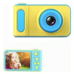 Mini camera pentru copii, incarcare USB, microSD, galben/albastra J - Img 3