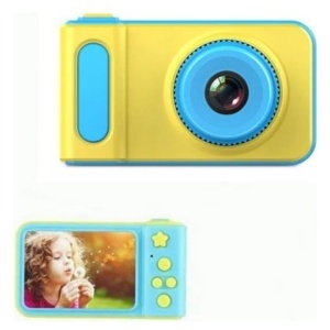 Mini camera pentru copii, incarcare USB, microSD, galben/albastra  - Img 3