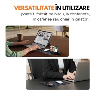 Mousepad cu încărcător wireless de 15W și suport pliabil pentru telefon - Img 3