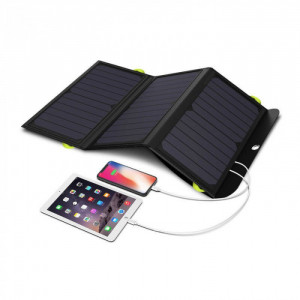 Panou Solar Pliabil PP 18W, Tip Servieta, cu 2 USB , Culoare Neagra - Img 3