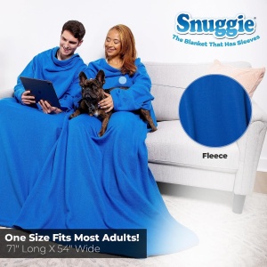 Patura cu Maneci Snuggie, Albastra, Stil Hanorac - Img 3