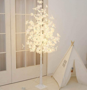 Pomisor Decorativ 128L, Copac decorativ sarbatori, Alb, iluminat 128 LED-uri ALb Rece, 170 cm - Img 4