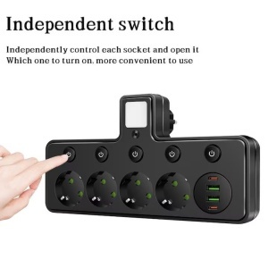 Priza- 4 Prize/2USB/2TYPE - C, comutator negru antracit 2500W - Img 3
