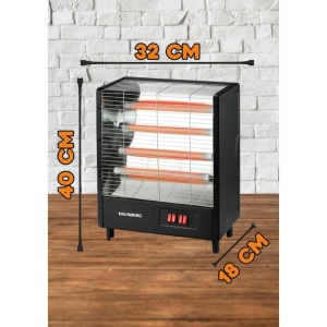 Radiator electric Hausberg HB-8803NG, 2000W, 4 nivele de putere, 4 tuburi ceramice, Negru - Img 3