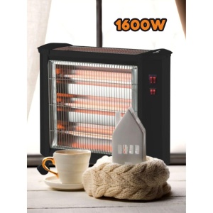 Radiator electric quartz Hausberg HB-8800, 1600W, 4 tuburi quartz, 4 trepte putere, protectie impotriva rasturnarii, Negru - Img 2