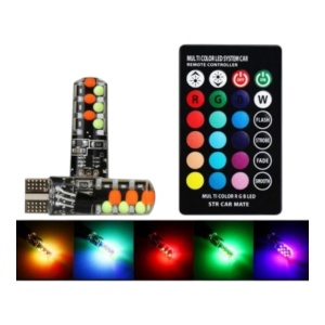 Set 2 Becuri T10 LED auto, masina, 12V, LED RGB Auto Cu Telecomanda - Img 2