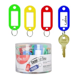 Set 5 Etichete Chei tip Breloc Plastic Colorat Inel Metalic 5.5x2cm - Img 2