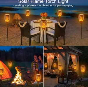Set 5 x Lampa solara led, tip torta cu efect flacara - Img 2